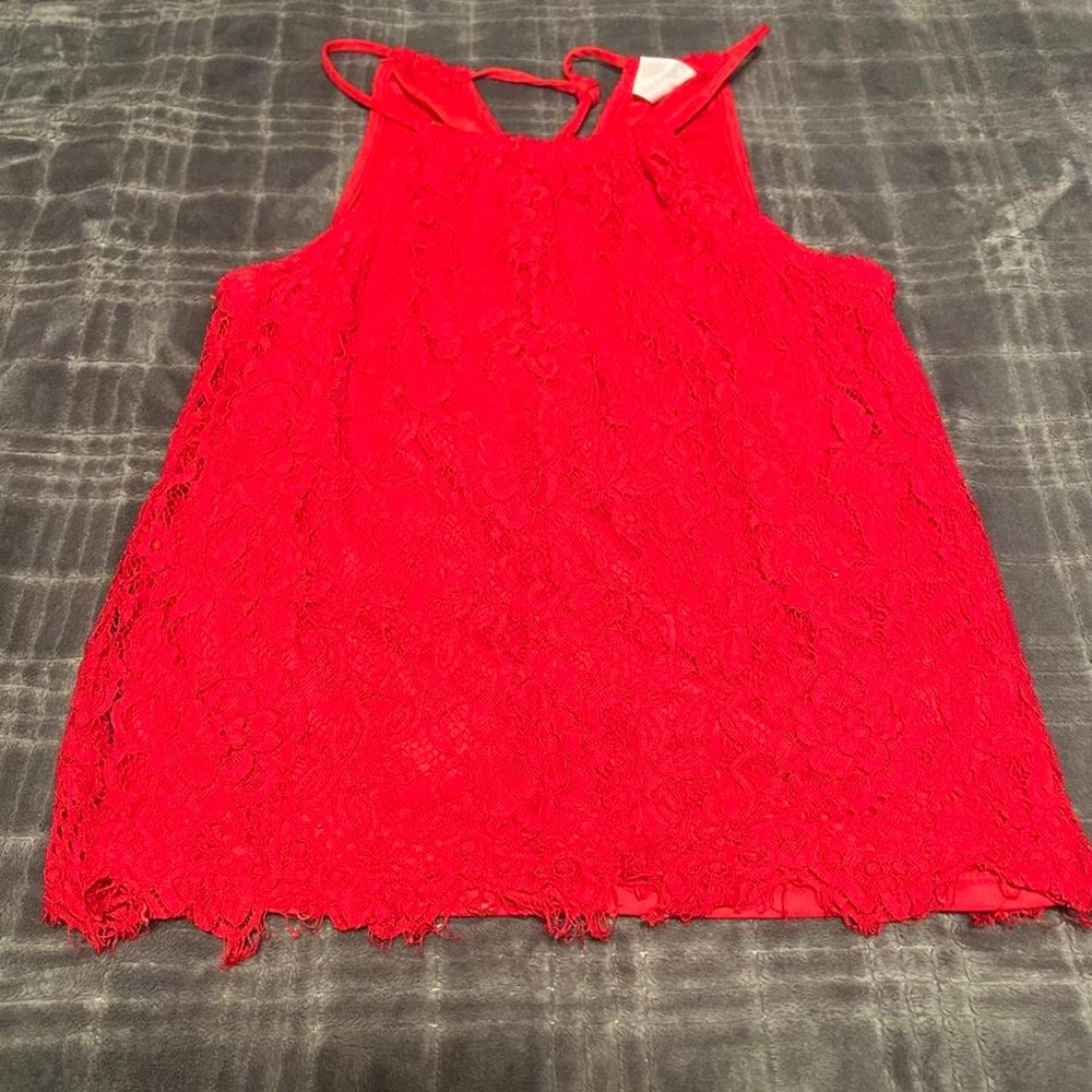 red lace top